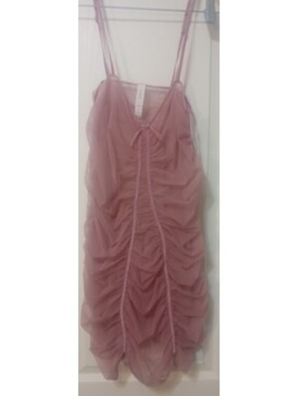 Pink Semi‑Sheer Ruched Slip — Auden, Size M (NWT)